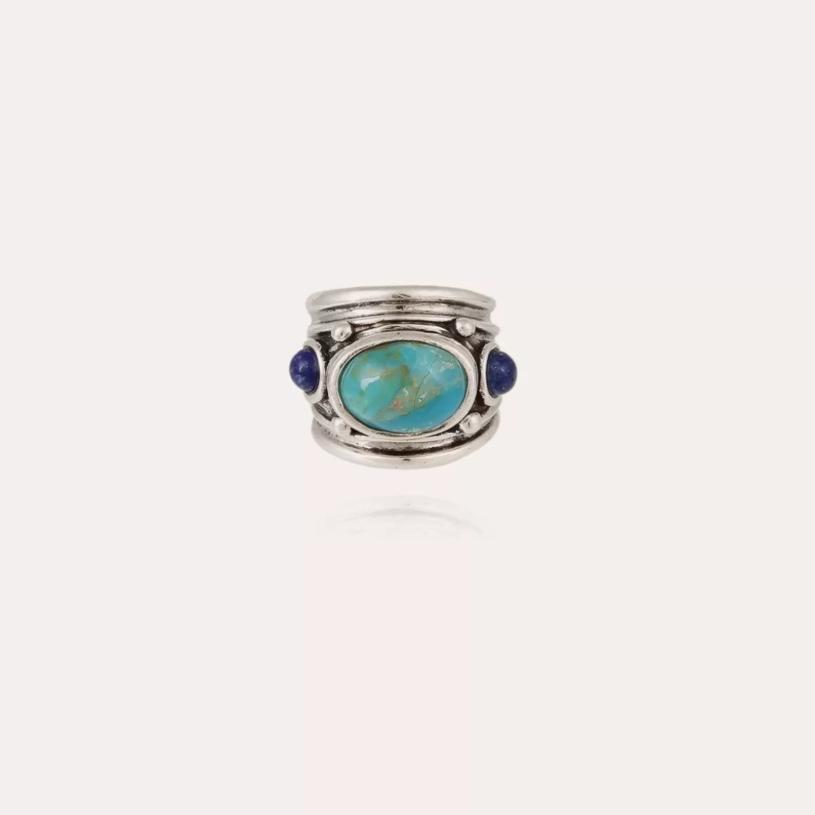 Gas Bijoux Bagues Homme | Bagues>Bague Simone argentée - & Lapis Turquoise