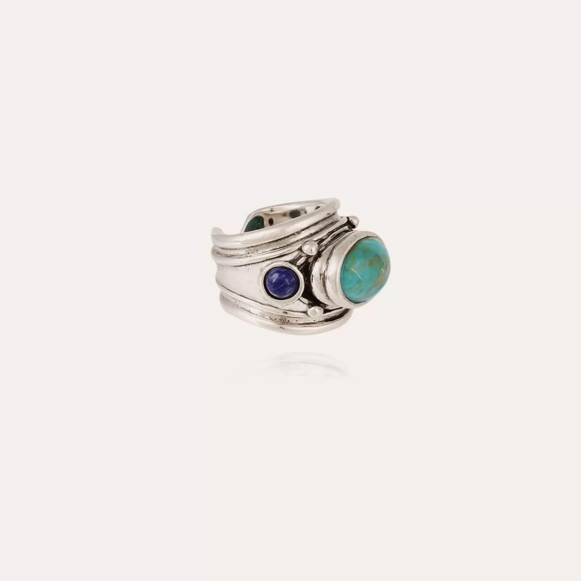 Gas Bijoux Bagues Homme | Bagues>Bague Simone argentée - & Lapis Turquoise