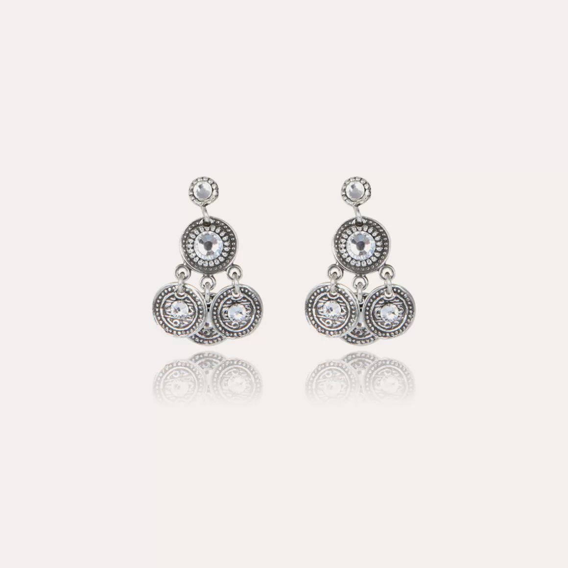 Gas Bijoux Boucles D'Oreilles>Boucles d'oreilles Arlequin argentées Cristal