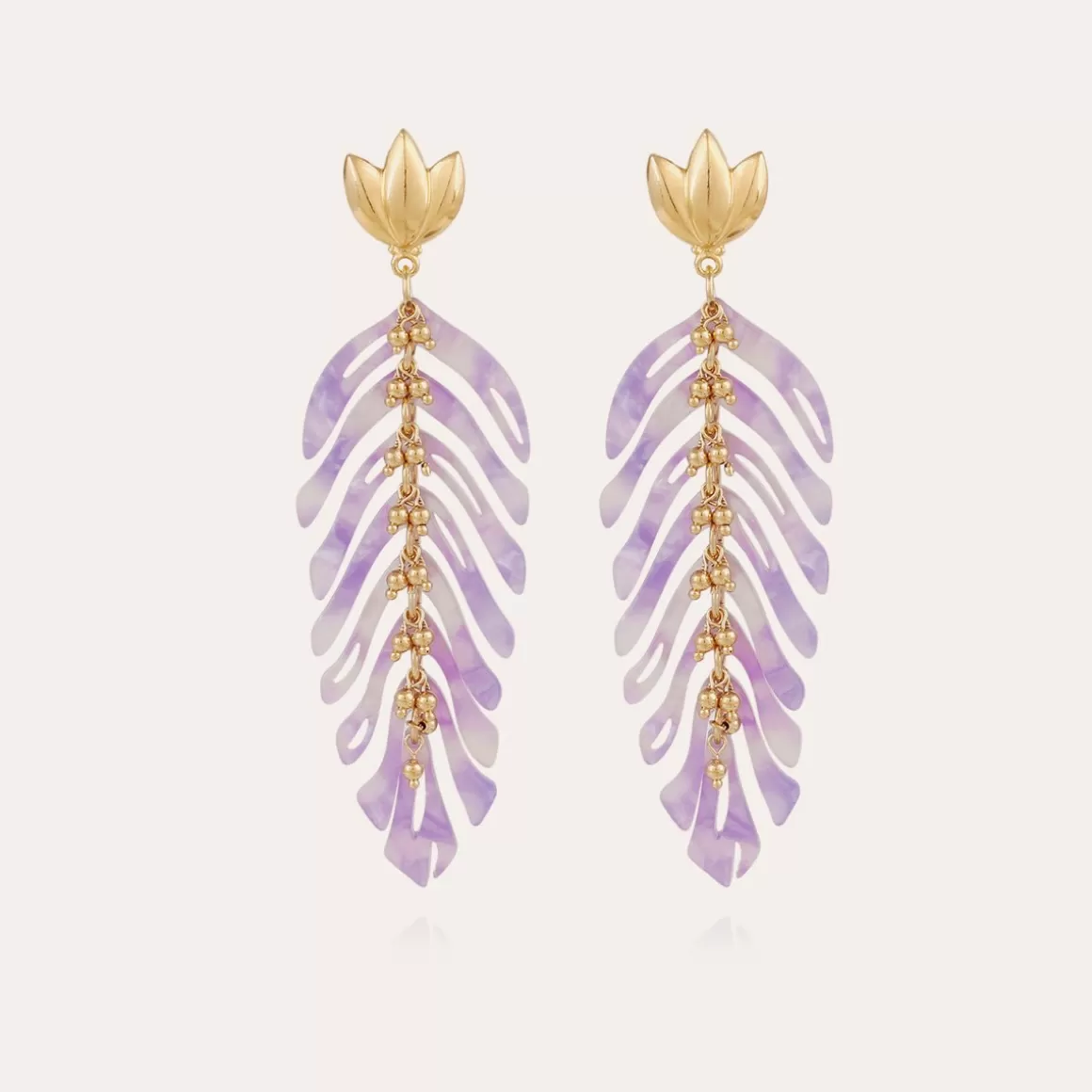 Gas Bijoux Boucles D'Oreilles>Boucles d'oreilles Cavallo acétate dorés - Violet