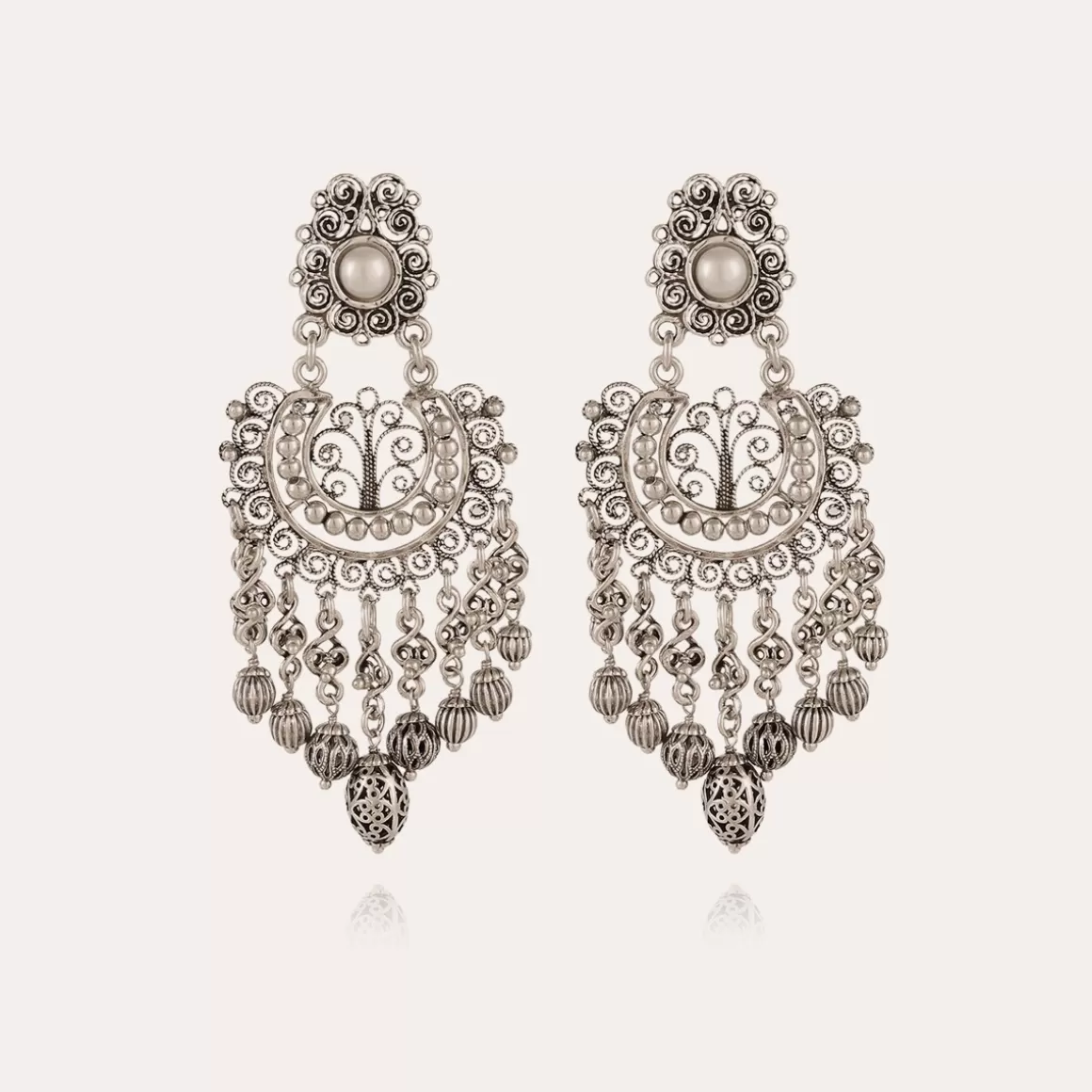 Gas Bijoux Boucles D'Oreilles>Boucles d'oreilles Chana argentées Nacre blanche