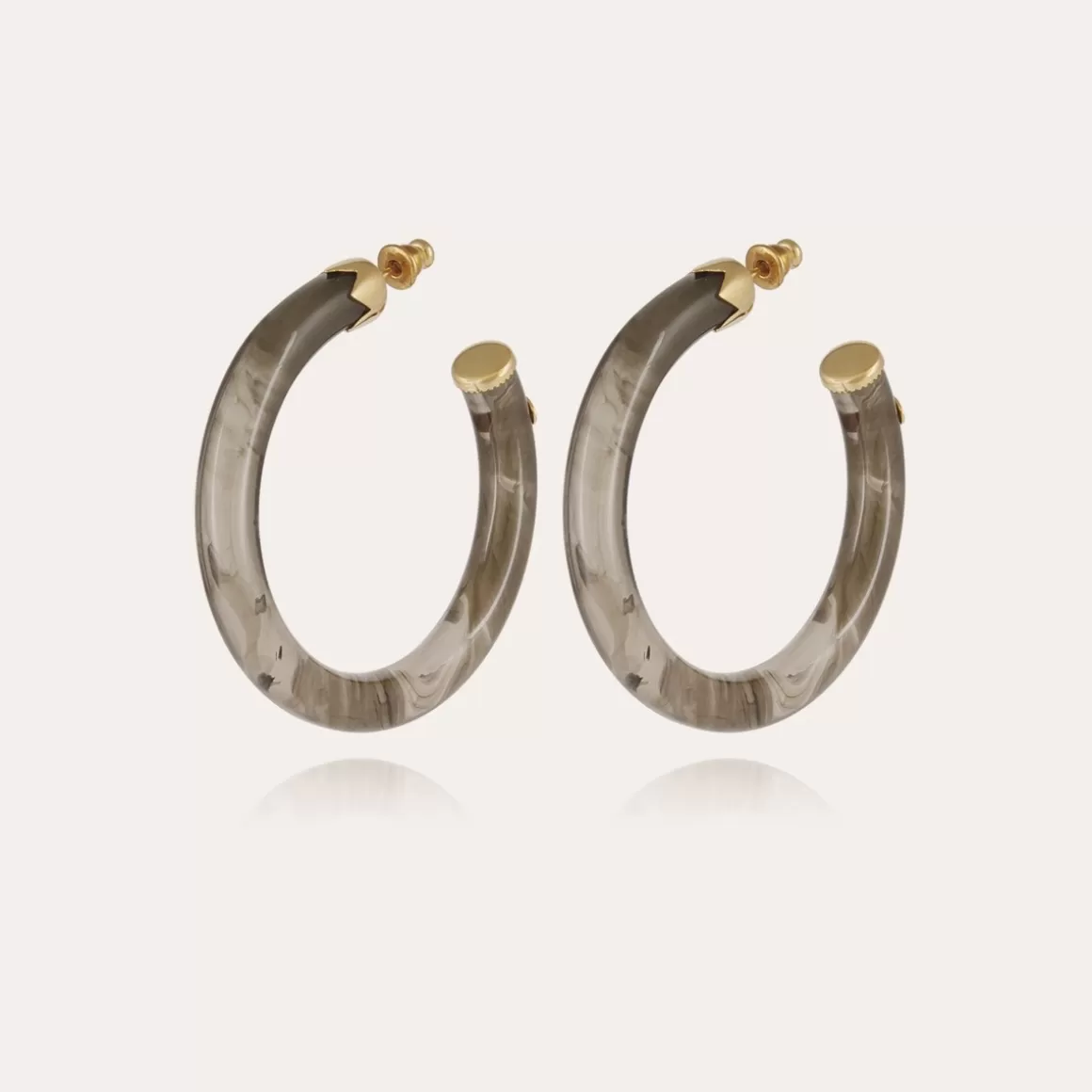 Gas Bijoux Boucles D'Oreilles>Boucles d'oreilles créoles Caftan acétate dorées - Gris