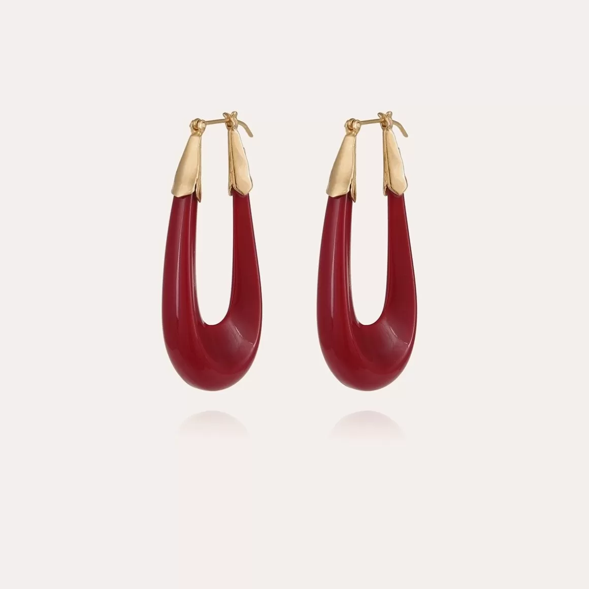 Gas Bijoux Boucles D'Oreilles>Boucles d'oreilles Écume acétate dorées - Rouge