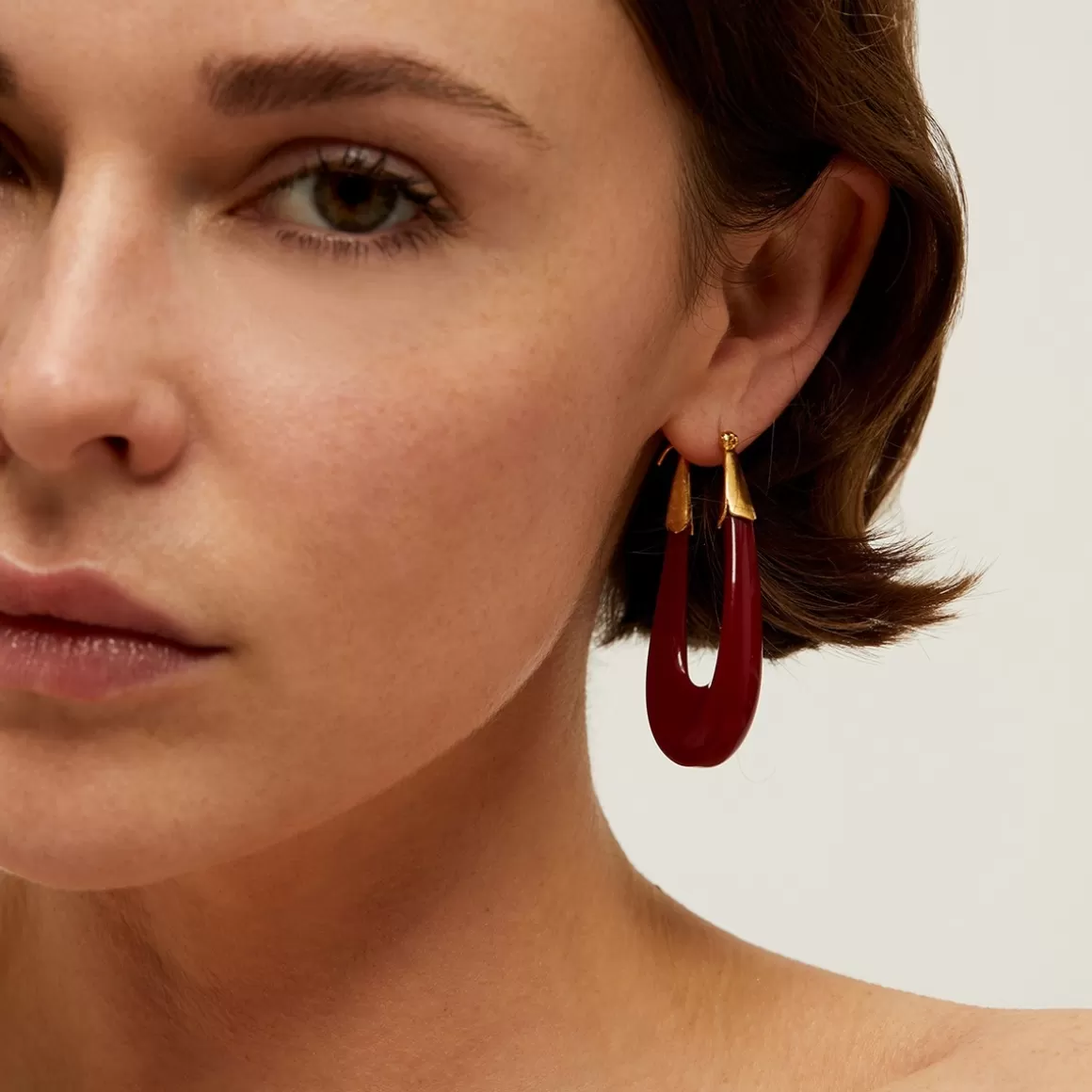 Gas Bijoux Boucles D'Oreilles>Boucles d'oreilles Écume acétate dorées - Rouge