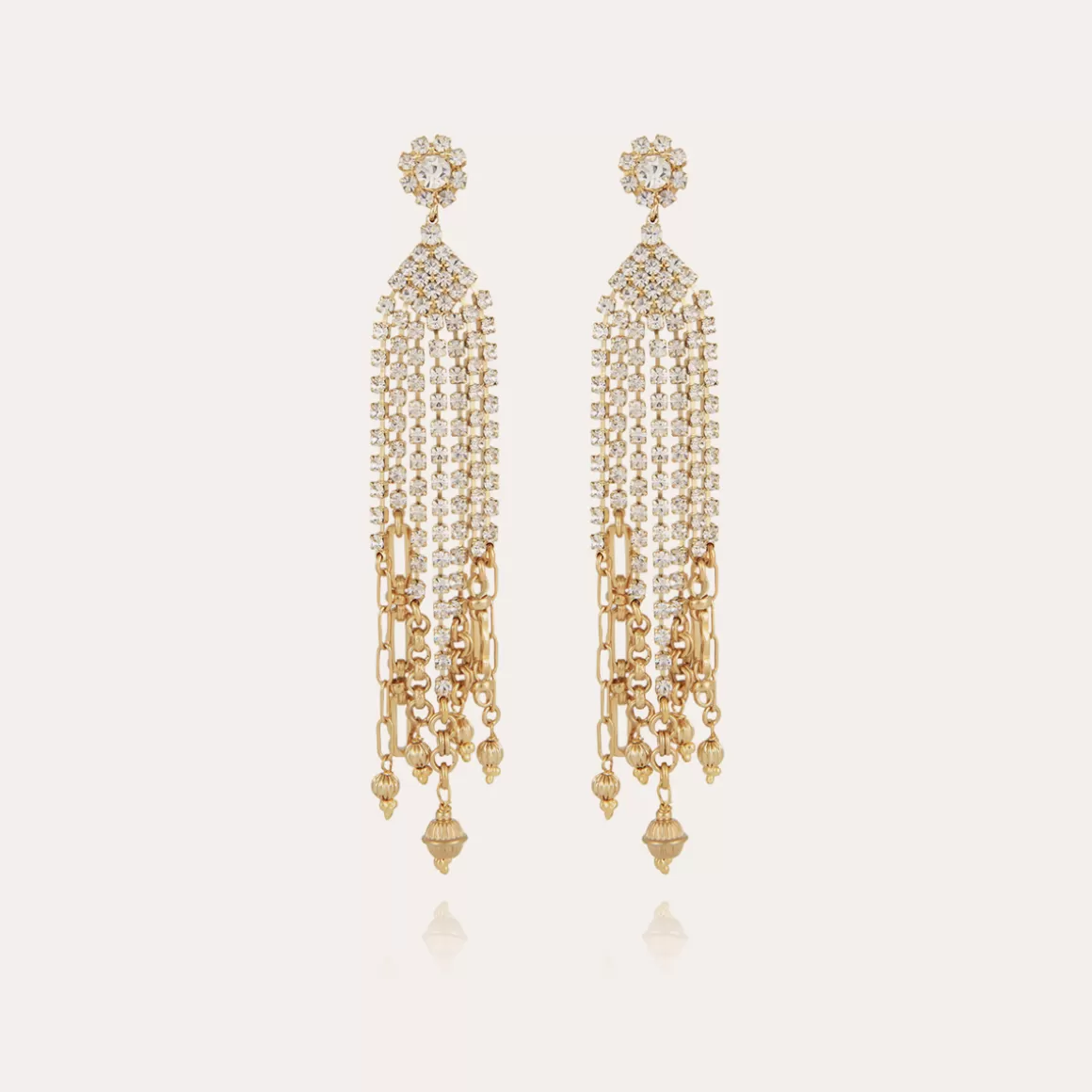 Gas Bijoux Boucles D'Oreilles>Boucles d'oreilles Grace strass dorées Cristal