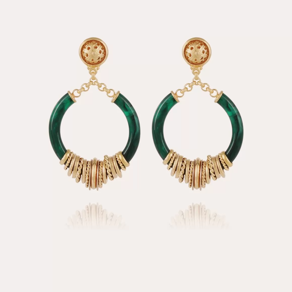 Gas Bijoux Boucles D'Oreilles>Boucles d'oreilles Mariza petit modèle dorées - Émeraude