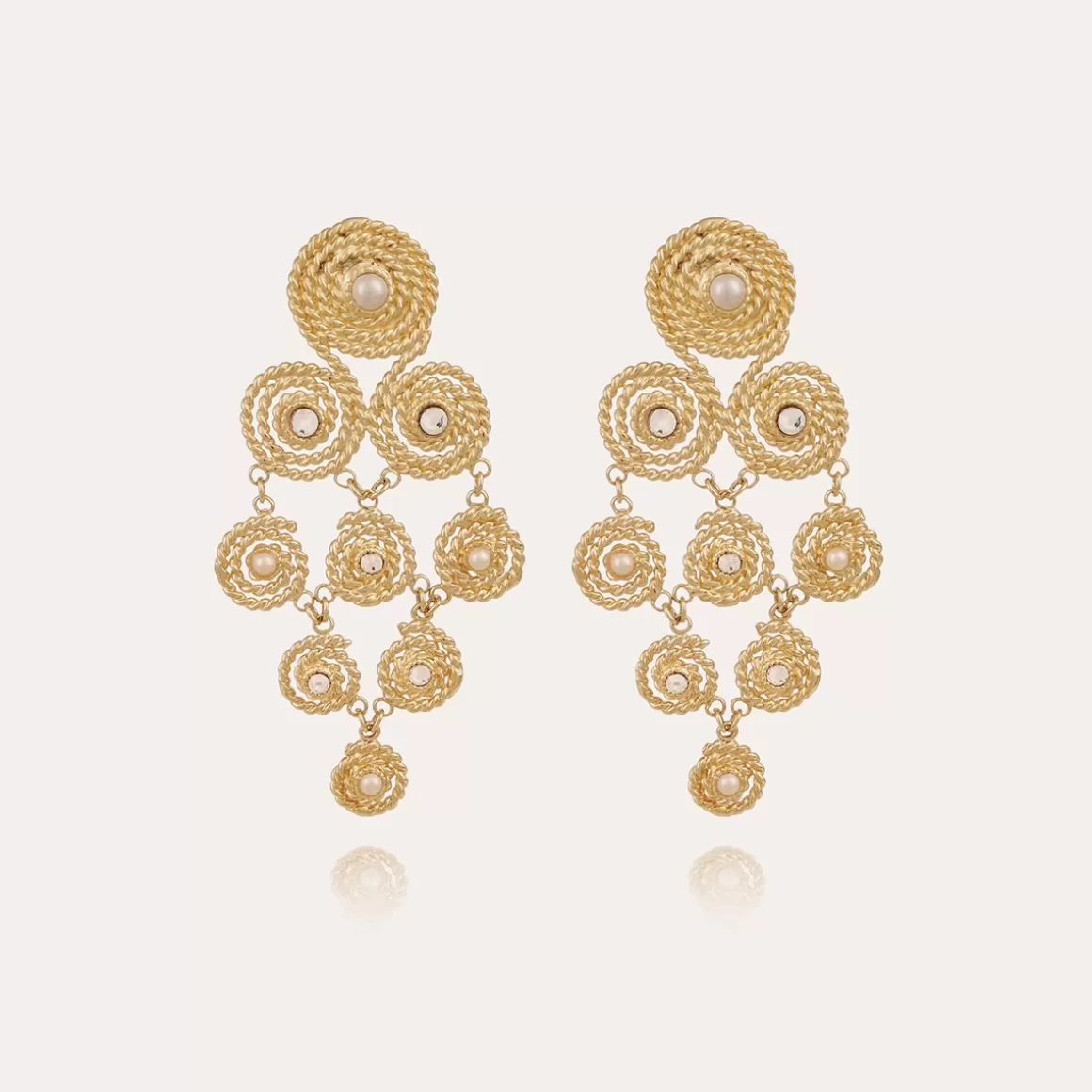 Gas Bijoux Boucles D'Oreilles>Boucles d'oreilles Mistral dorées - Nacre blanche & strass