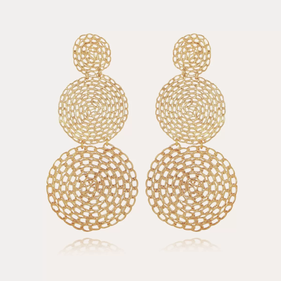 Gas Bijoux Bijoux Dorés | Boucles D'Oreilles>Boucles d'oreilles Onde Gourmette double dorées