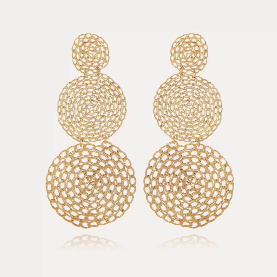 Gas Bijoux Bijoux Dorés | Boucles D'Oreilles>Boucles d'oreilles Onde Gourmette double dorées