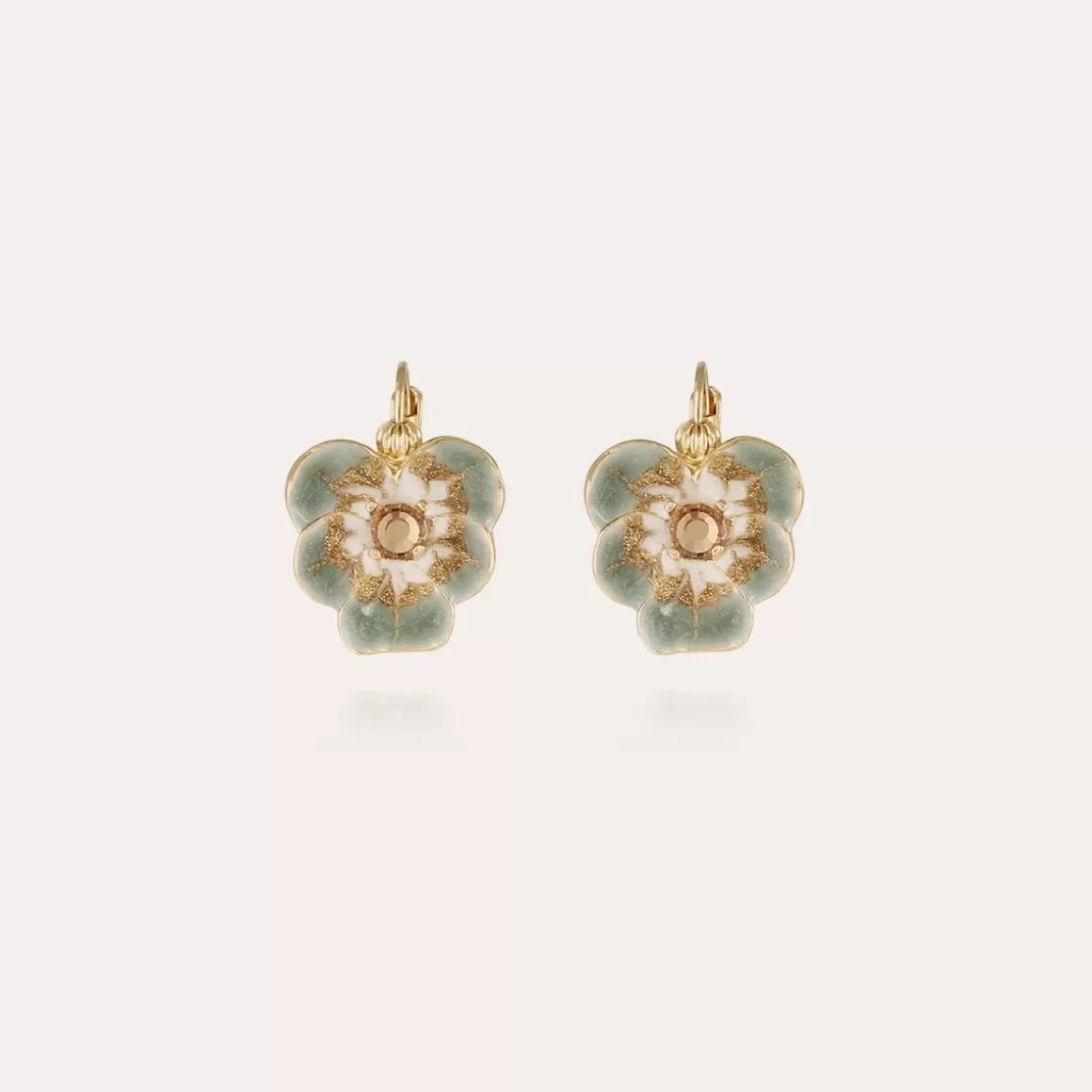 Gas Bijoux Boucles D'Oreilles>Boucles d'oreilles Pensée émail dorées