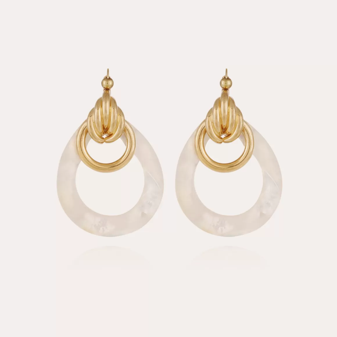 Gas Bijoux Boucles D'Oreilles>Boucles d'oreilles Régie dorées - Nacre blanche