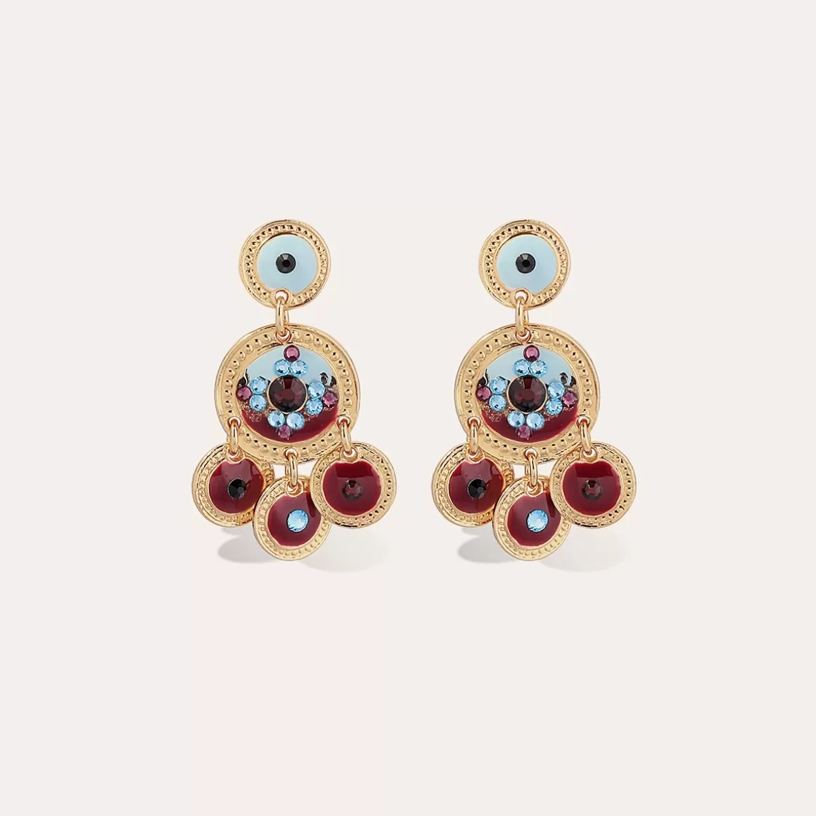 Gas Bijoux Boucles D'Oreilles>Boucles d'oreilles Sequin deux rangs dorées