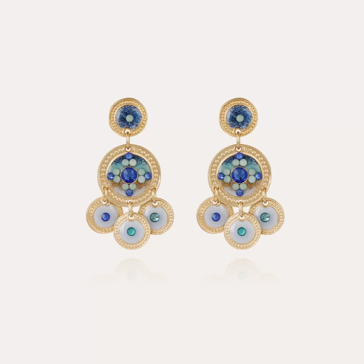 Gas Bijoux Boucles D'Oreilles>Boucles d'oreilles Sequin deux rangs dorées