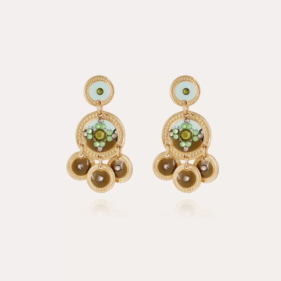 Gas Bijoux Boucles D'Oreilles>Boucles d'oreilles Sequin deux rangs dorées