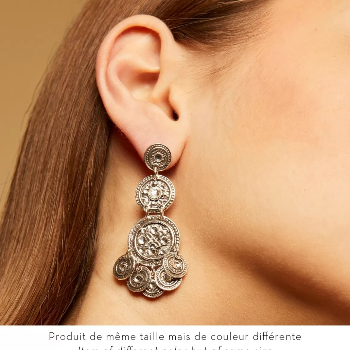 Gas Bijoux Boucles D'Oreilles>Boucles d'oreilles Sequin trois rangs argentées