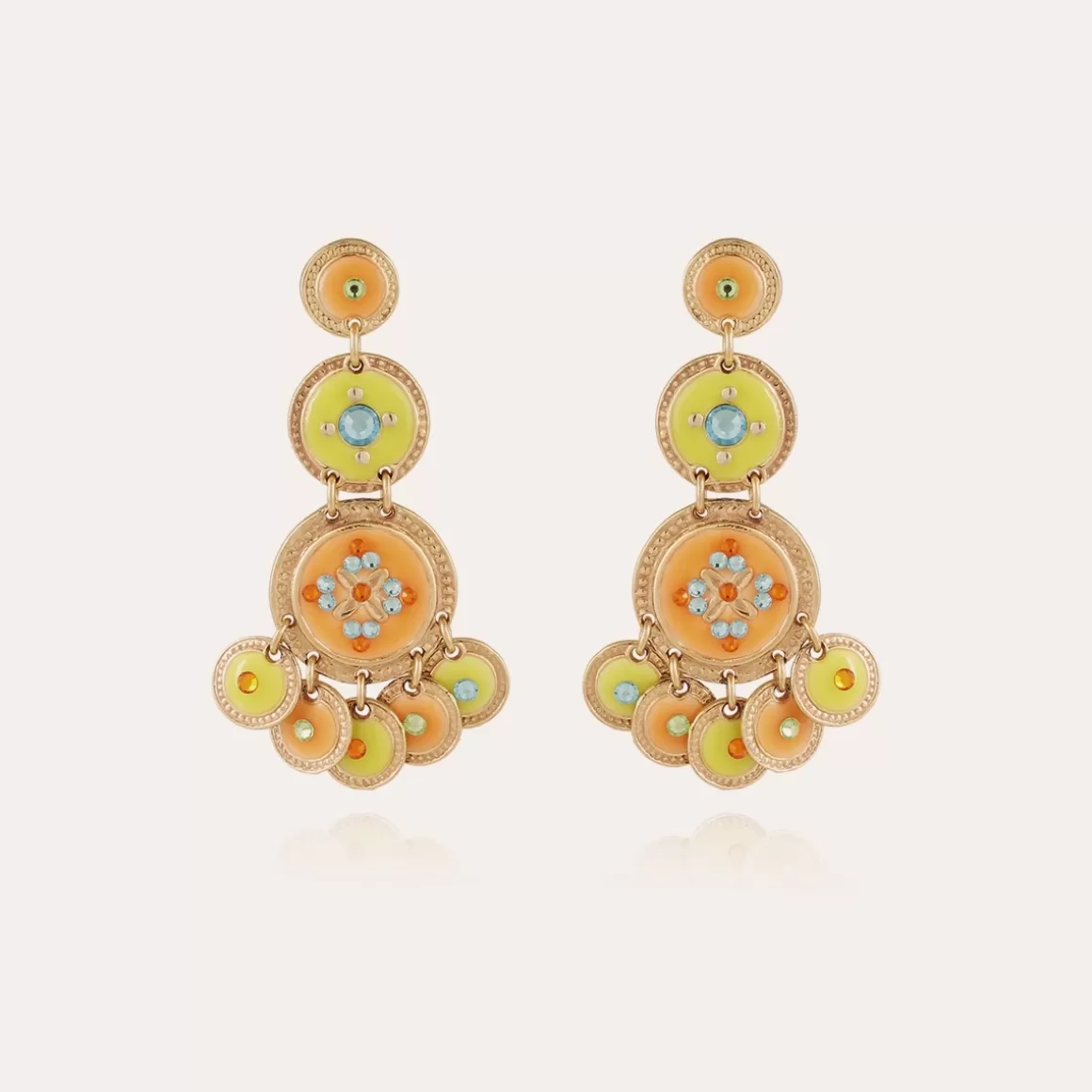 Gas Bijoux Boucles D'Oreilles>Boucles d'oreilles Sequin trois rangs dorées