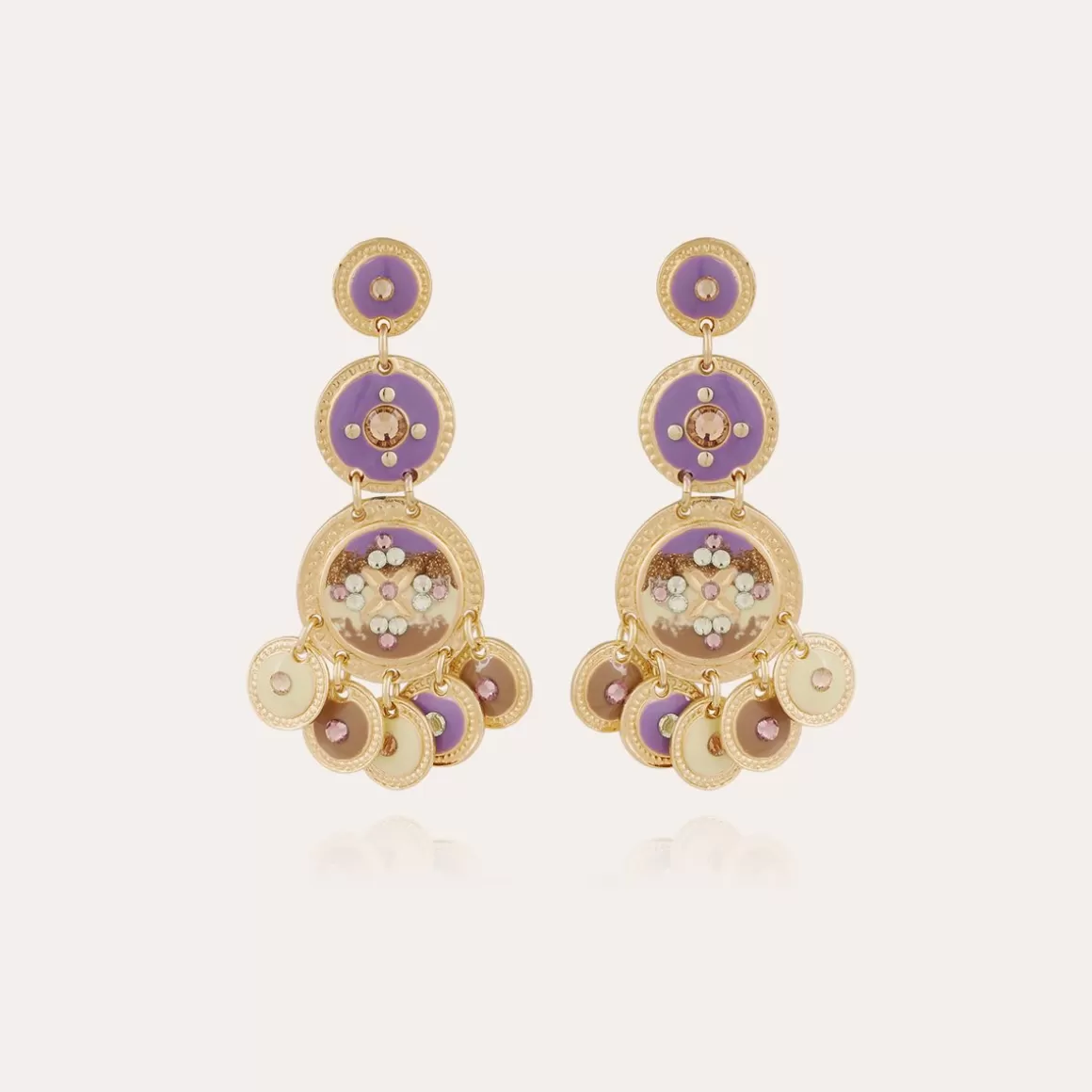 Gas Bijoux Boucles D'Oreilles>Boucles d'oreilles Sequin trois rangs dorées