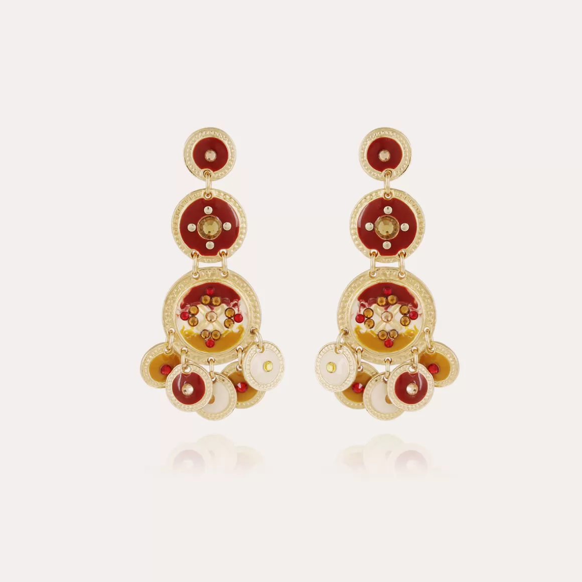 Gas Bijoux Boucles D'Oreilles>Boucles d'oreilles Sequin trois rangs dorées