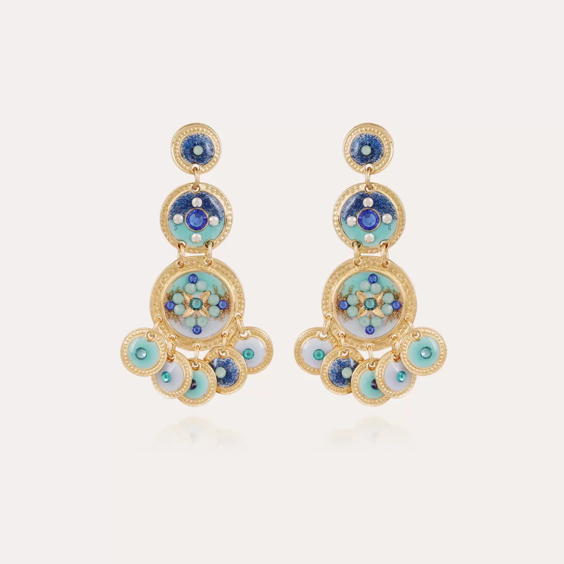 Gas Bijoux Boucles D'Oreilles>Boucles d'oreilles Sequin trois rangs dorées