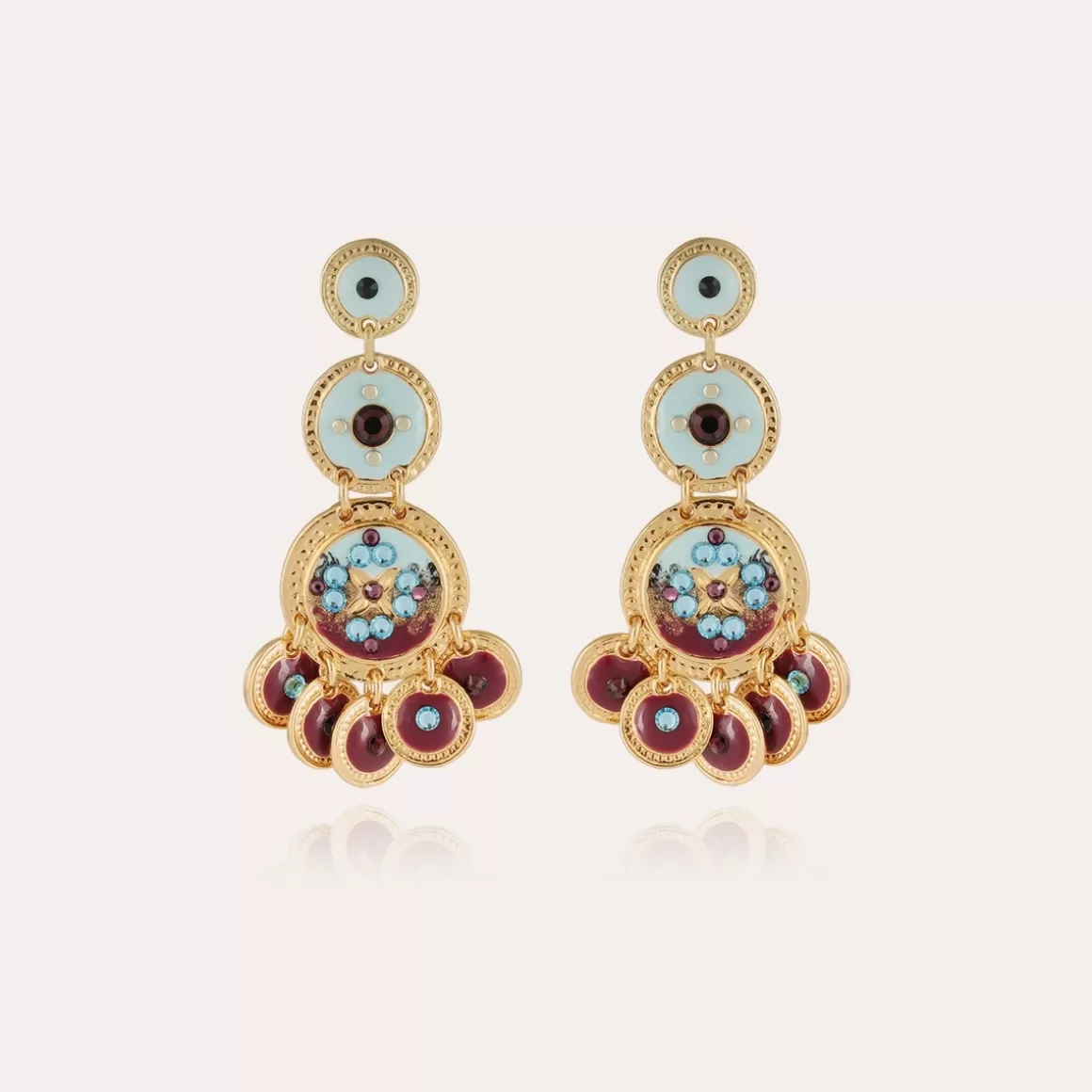 Gas Bijoux Boucles D'Oreilles>Boucles d'oreilles Sequin trois rangs dorées