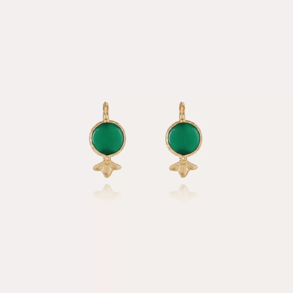 Gas Bijoux Boucles D'Oreilles>Boucles d'oreilles Serti dorées - Onyx vert