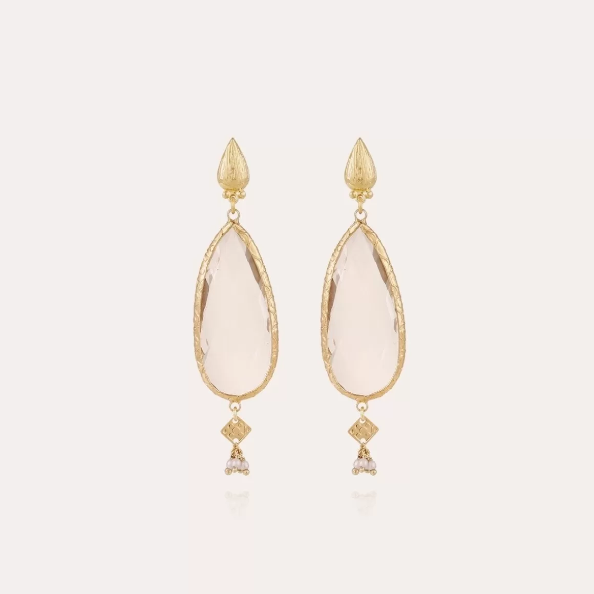 Gas Bijoux Boucles D'Oreilles>Boucles d'oreilles Serti Goutte dorées - Cristal