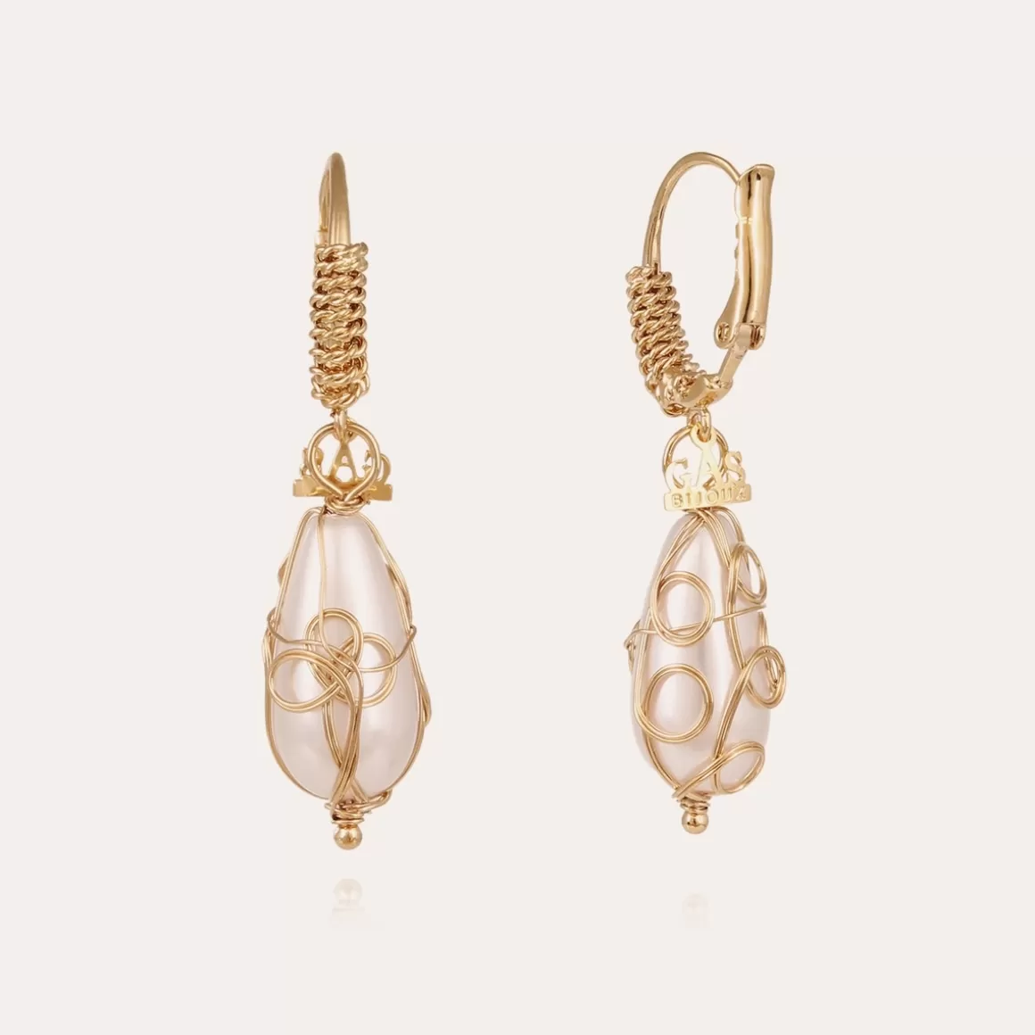 Gas Bijoux Boucles D'Oreilles>Boucles d'oreilles Tao Biwa petit modèle dorées Nacre blanche