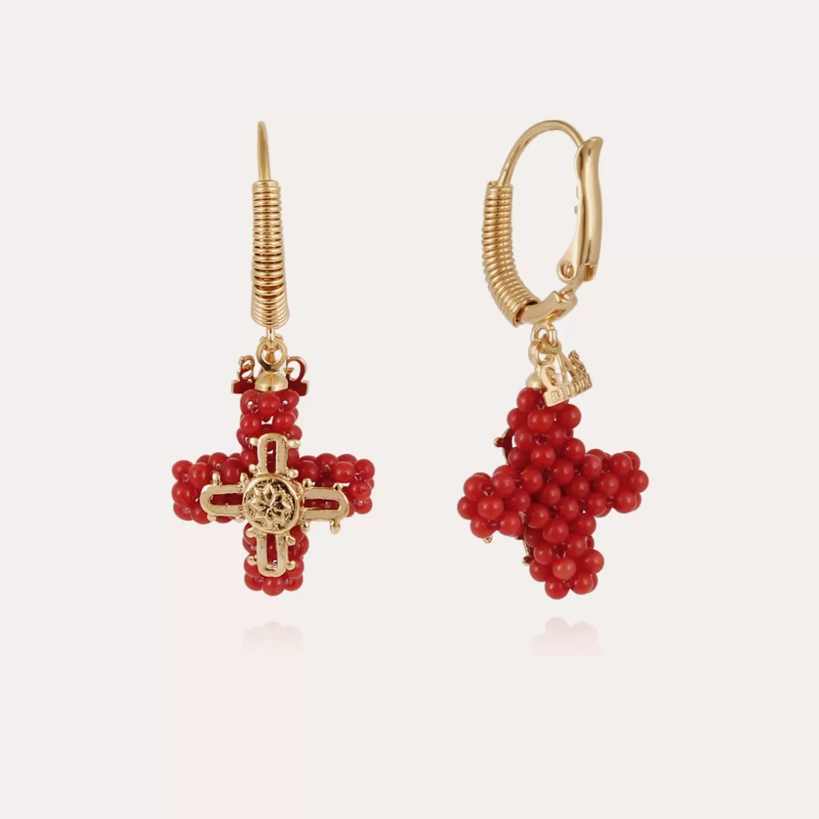 Gas Bijoux Boucles D'Oreilles>Boucles d'oreilles Tao Croix perle dorées