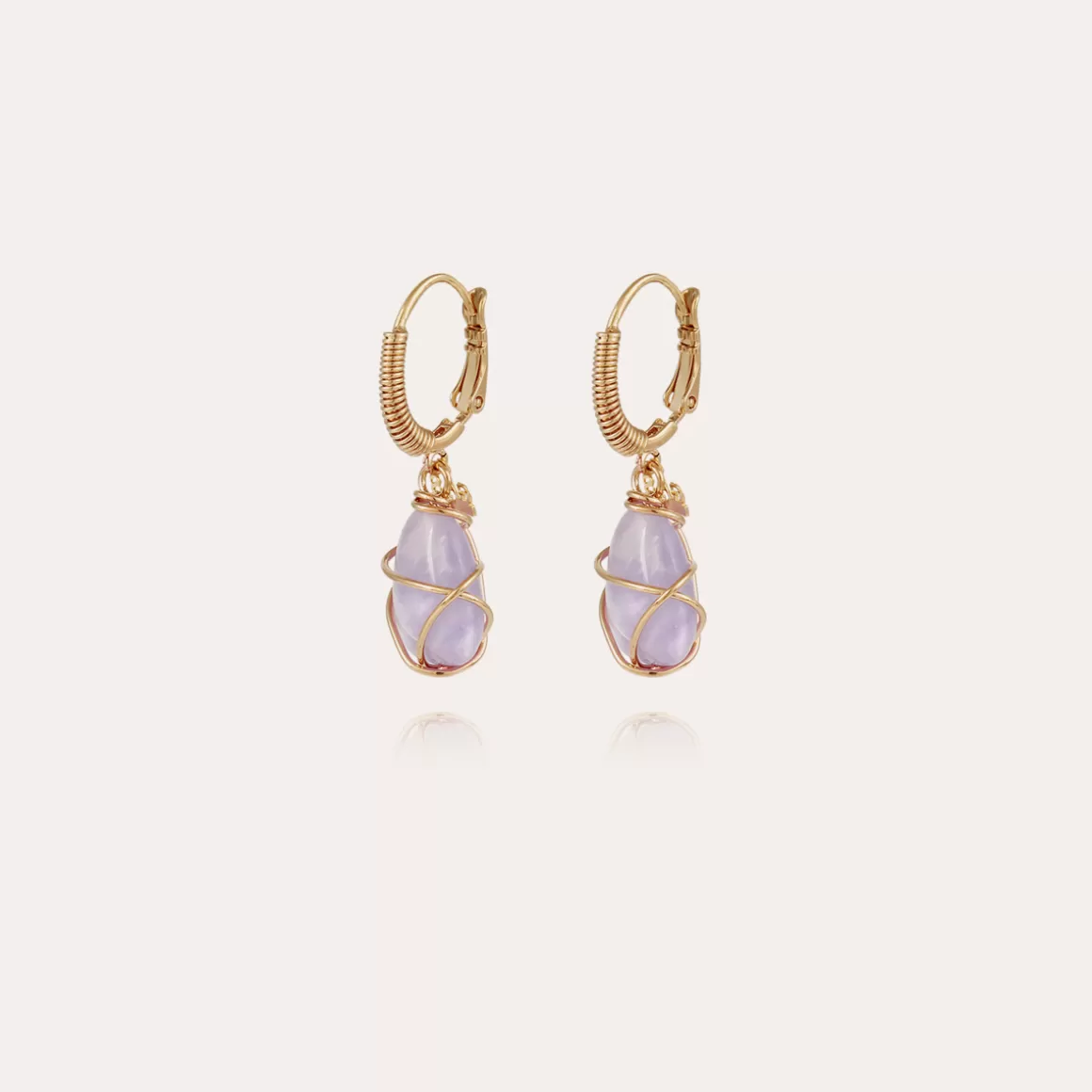 Gas Bijoux Boucles D'Oreilles>Boucles d'oreilles Tao Rainbow dorées - Améthyste Cristal