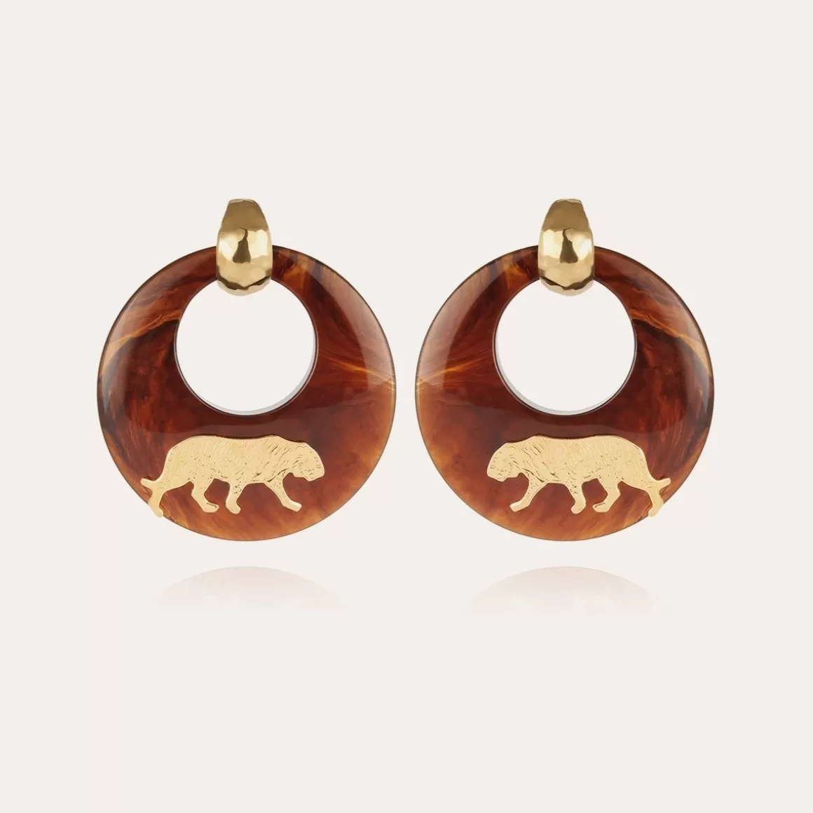 Gas Bijoux Boucles D'Oreilles>Boucles d'oreilles Tigre acétate dorées - Marron Rouille