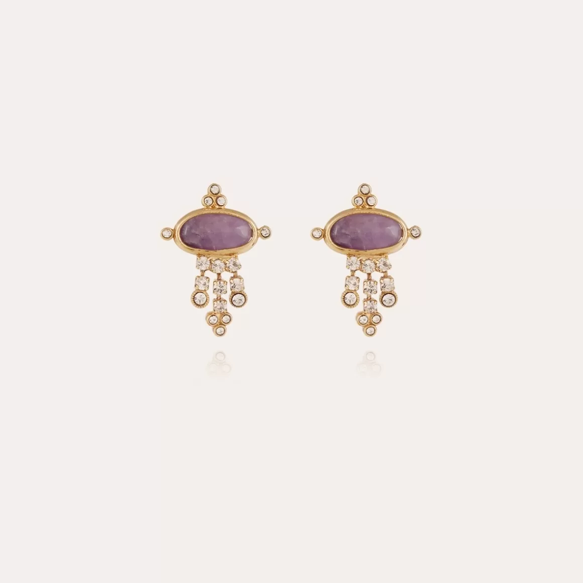 Gas Bijoux Boucles D'Oreilles | Boucles D'Oreilles>Boucles d'oreilles Tiki petit modèle doré - Améthyste