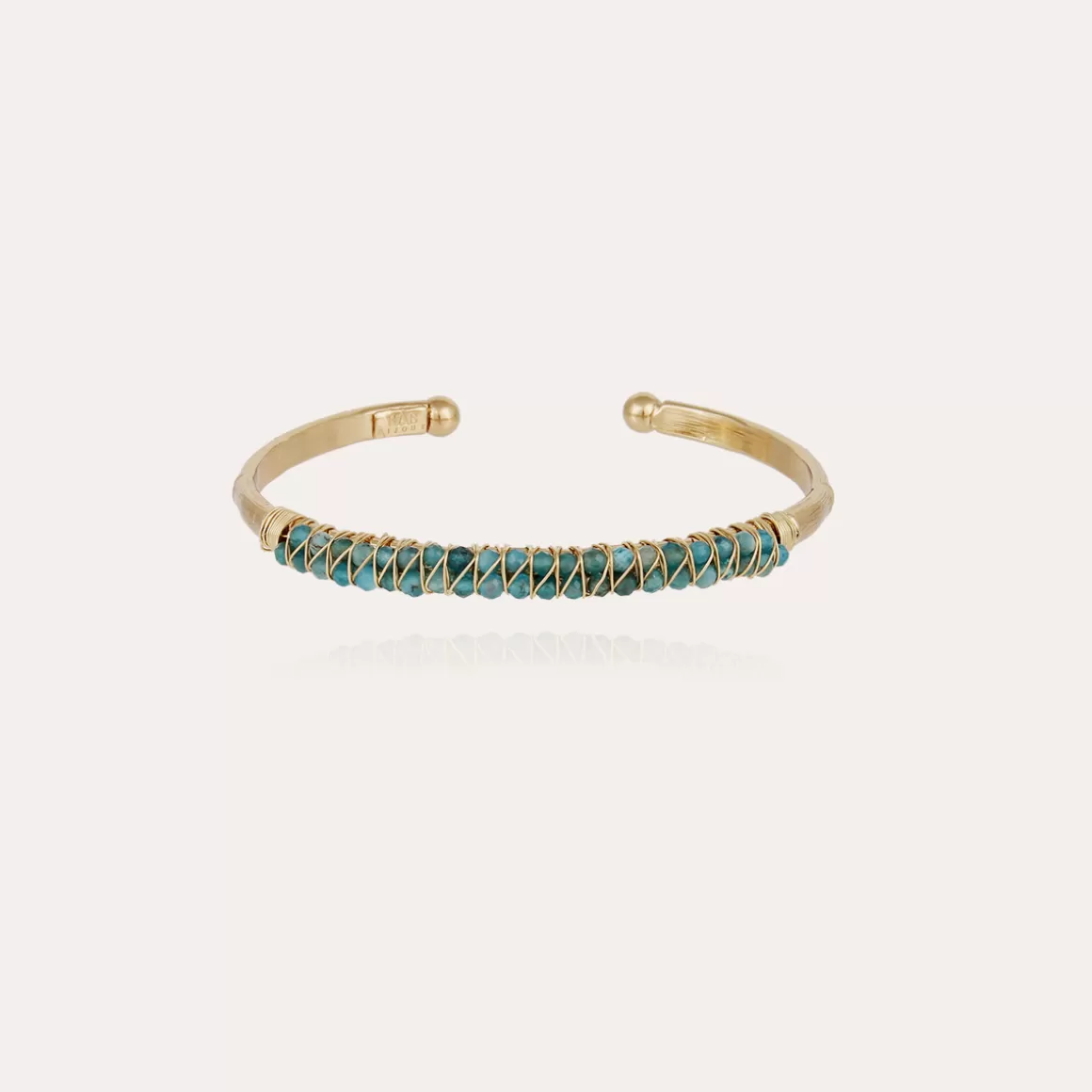 Gas Bijoux Bracelets>Bracelet Lyre jonc grand modèle doré - Apatite bleue Violet