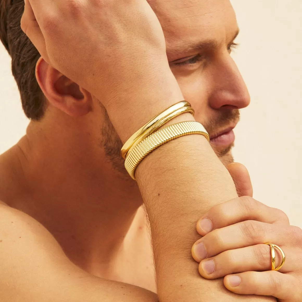 Gas Bijoux Bijoux Dorés Pour Homme | Joncs Homme>Bracelet Milos grand modèle doré