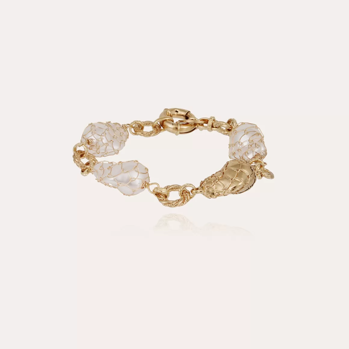 Gas Bijoux Bracelets>Bracelet Rainbow Biwa Bis doré Nacre blanche