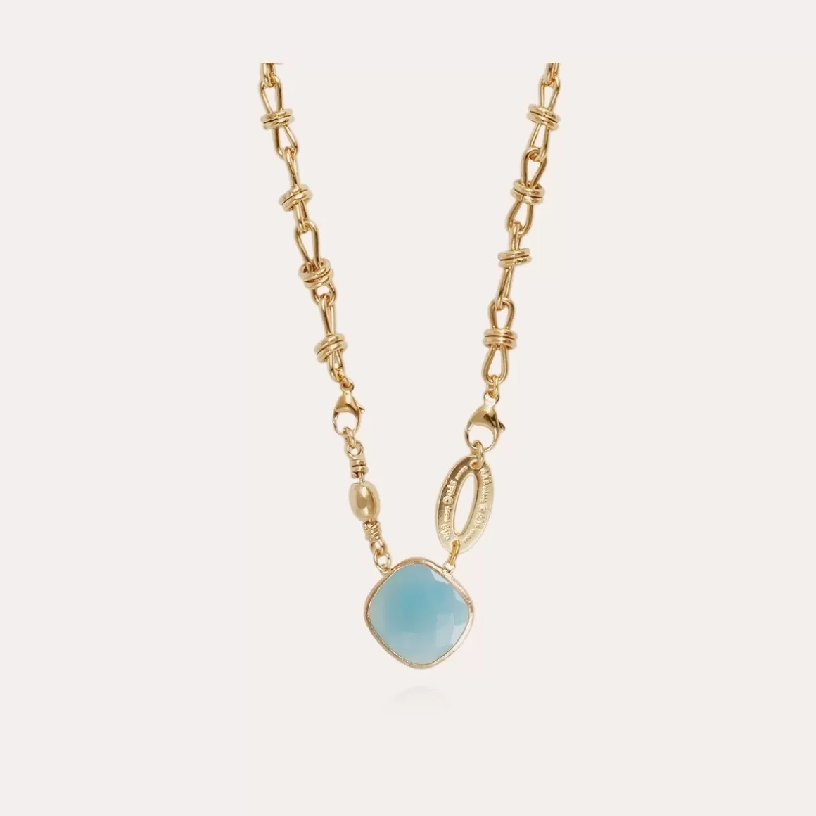 Gas Bijoux Colliers>Collier Billy doré - Calcite bleue Nacre blanche