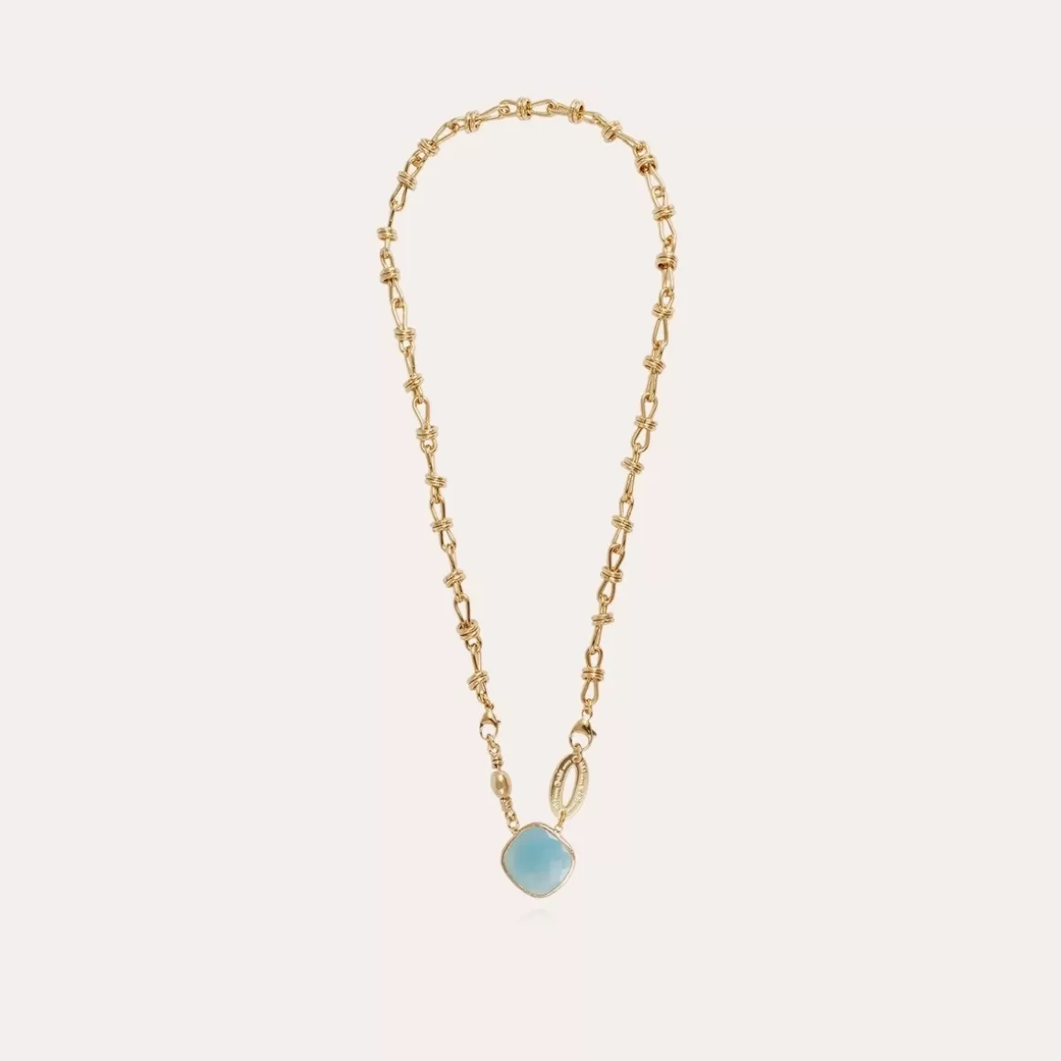 Gas Bijoux Colliers>Collier Billy doré - Calcite bleue Nacre blanche