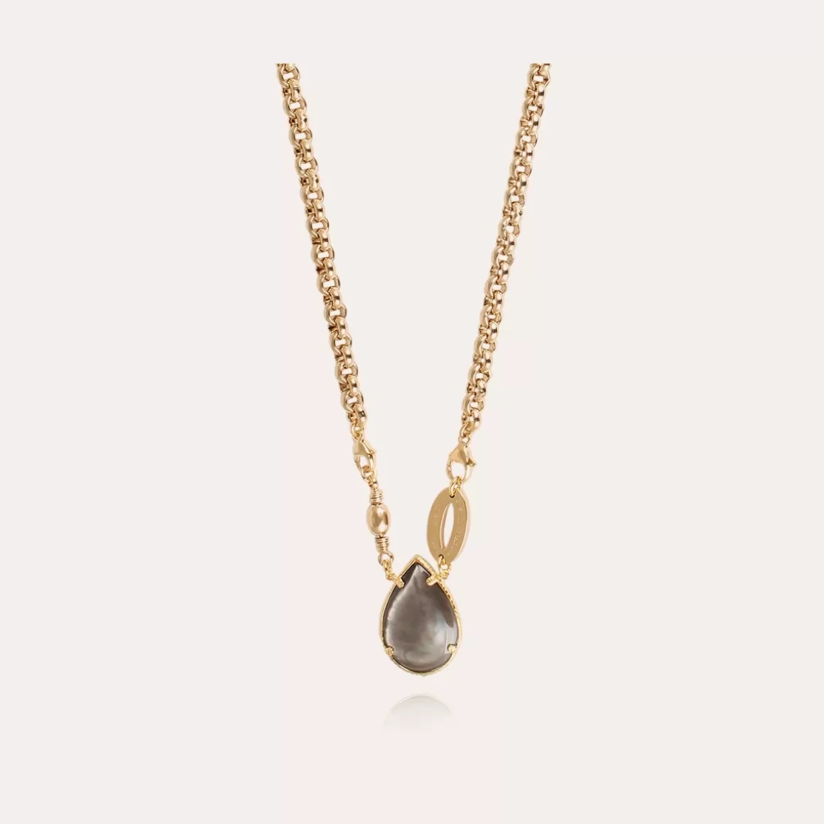 Gas Bijoux Colliers>Collier Billy doré - Nacre grise Nacre blanche