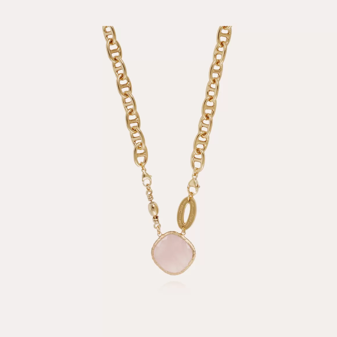 Gas Bijoux Colliers>Collier Billy doré - Quartz rose Nacre blanche