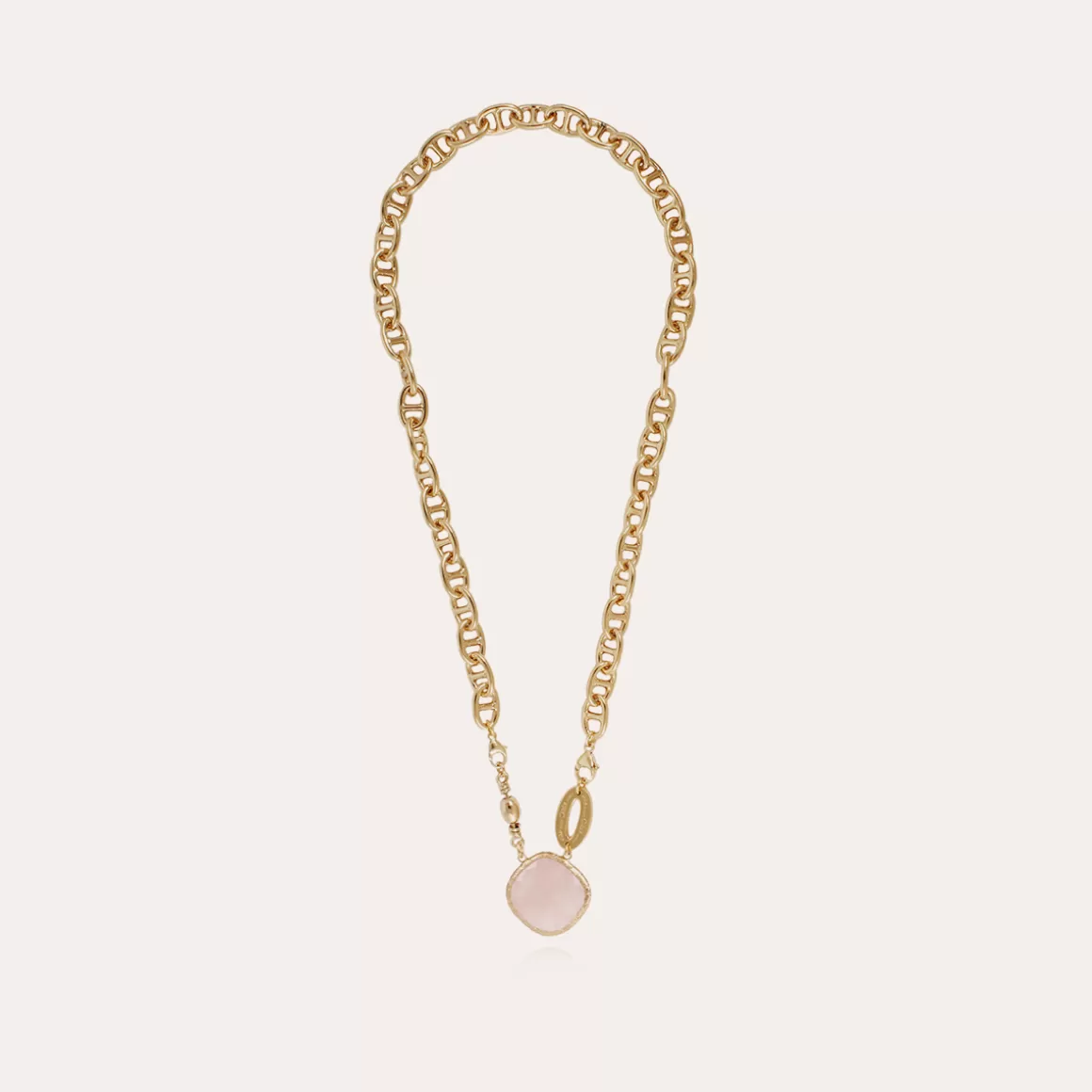 Gas Bijoux Colliers>Collier Billy doré - Quartz rose Nacre blanche