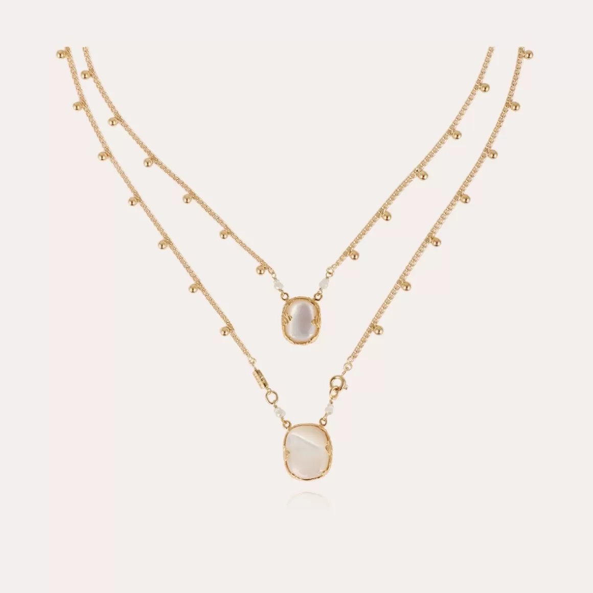 Gas Bijoux Colliers>Collier Scapulaire Ovo doré - Nacre blanche