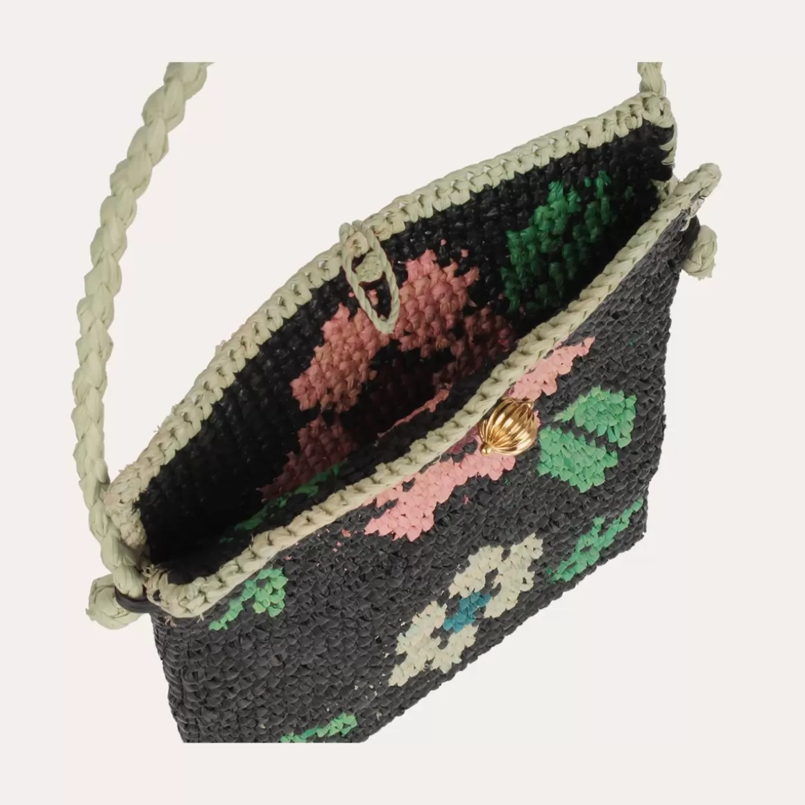 Gas Bijoux Sacs & Pochettes>Sac pochette portable raphia Blanchi fiori