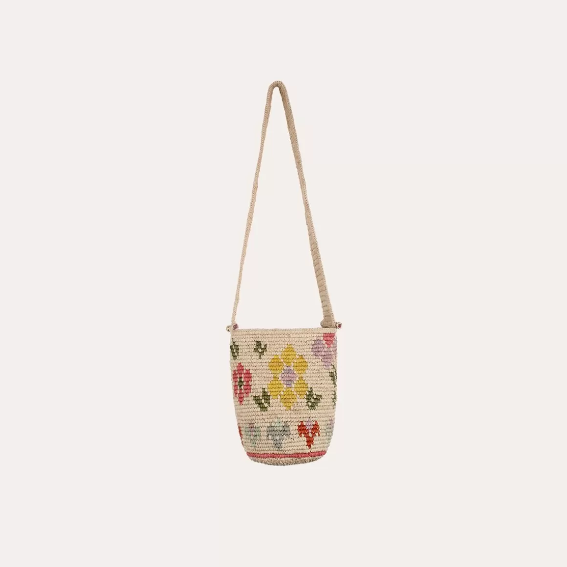 Gas Bijoux Sacs & Pochettes>Sac Seau mini raphia Blanchi fiori